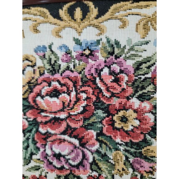 Vintage Floral Tapestry Hinged Clutch Purse Handbag Lucite Kiss Lock Hong Kong - Picture 5 of 8